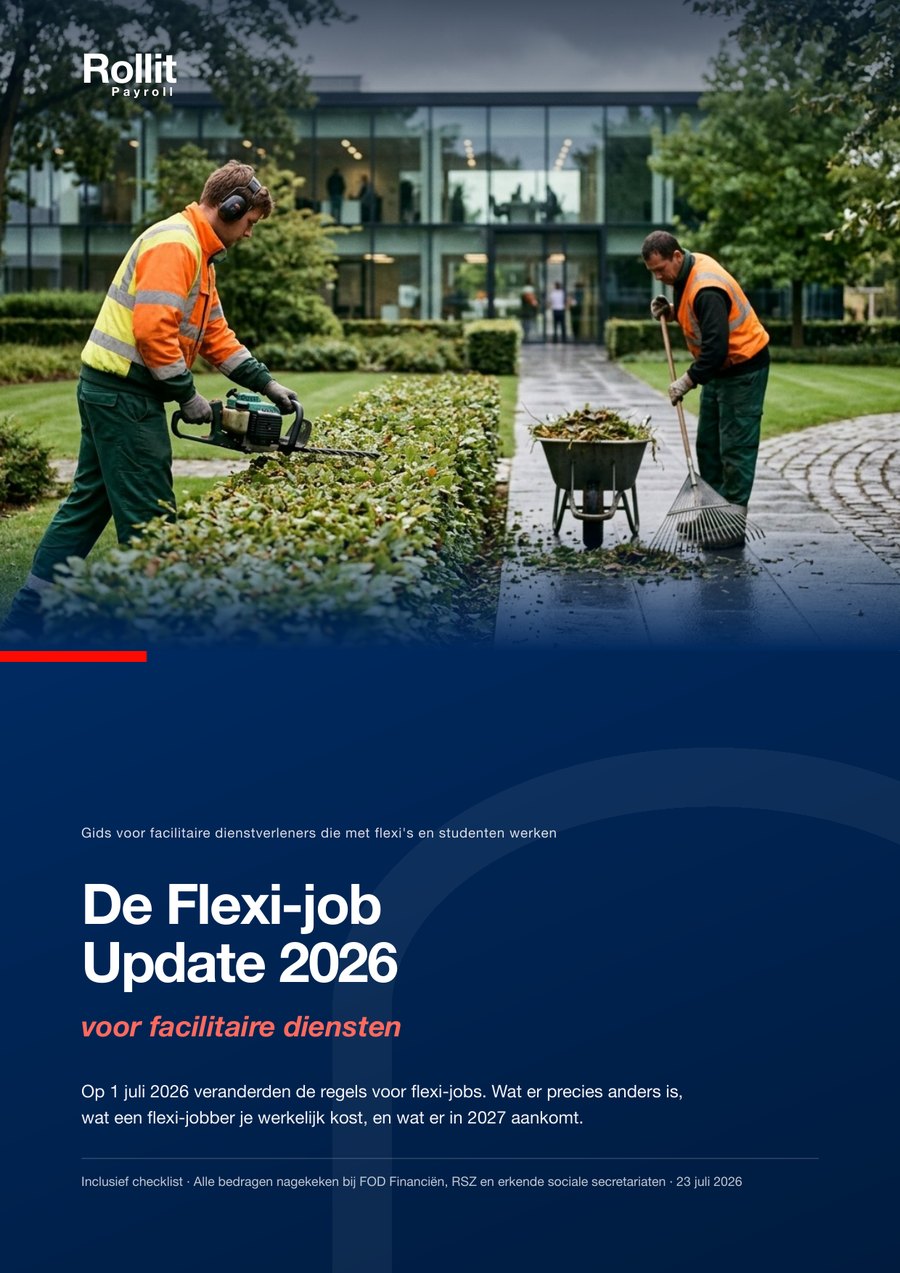 Cover van de gids De Flexi-job Update 2026 voor facilitaire diensten